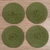 Round Braided Woven Polypropylene Plastic Coaster Set of 4 (Mossy