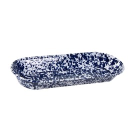 Golden Rabbit Enamelware Oval Basket, 16 x 6 inch, Cobalt Swirl