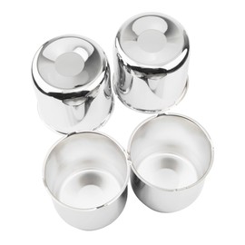 Rheedal 4Pcs 4.88inch Trailer Wheel Center Caps Push Through 4.88" Bore 4.76" Tall Hub Cap for Truck SUV RV Wheel Rim, Chrome Silver Wheel Cover
