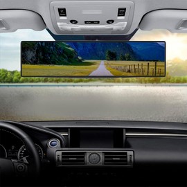 Rear View Mirror 12 Inch Interior Clip On Panoramic Convex Rearview Mirror, Anti Glare, Clear Tint, Wide Angle Car Mirror, Extended Rear View Mirror for Car, Universal Rear View Mirror Accessory
