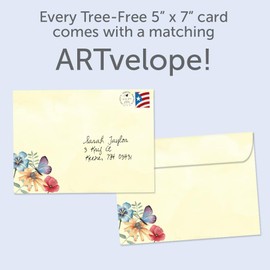 Tree-Free Greetings - Birthday Cards - Artful Designs - 1 Card + Matching Envelope - Made in USA - 100% Recycled Paper - 5"x7" - Happy Butterflies (GO65471)