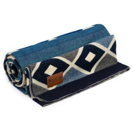 QISU Wool Blanket Throw | Large, Beautiful, Warm, Soft, Handmade in Ecuador by Local Artisans |94″ x 78″| Ultra-Soft, Hypoallergenic & Breathable | Non-Itchy or Scratchy Fabric (Blue Pyramid)