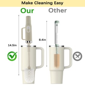 4 in 1 Electric Bottle Brush Cleaner Compatible Stanley Bottle Brush Straw Cleaner Multifunction Rechargeable IPX6 Waterproof Extra Long Design for Stanley Cup, Sports Bottle and More (Beige)