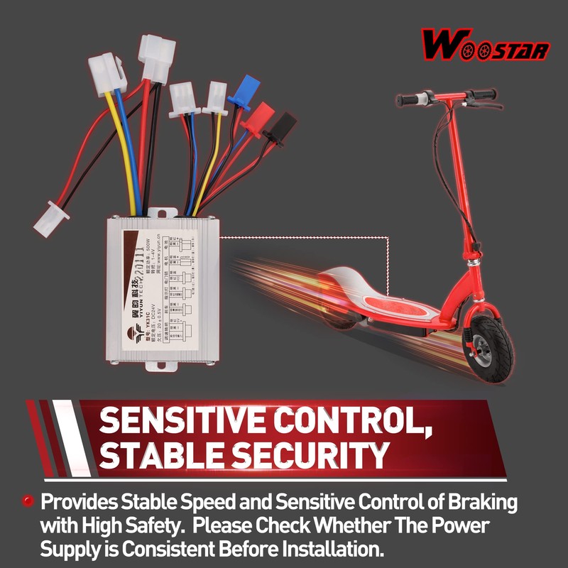 WOOSTAR Motorcycle Speed Controller 24V 500W Replacement for Electrical Scooter