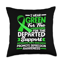 I Wear Green Support Depression Awareness Throw Pillow