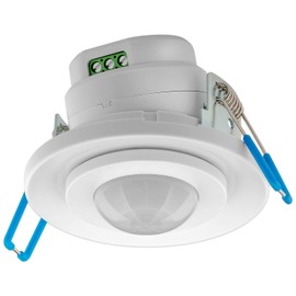 Goobay 71362 Infrarot Bewegungsmelder mit Dämmerungssensor Innen 360° PIR Sensor LED Leuchte Unterputz Deckenmontage Einbaubewegungsmelder 8 m Weiß