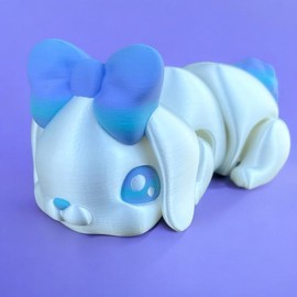 MEGA Articulating Floppy Ear Bunny 3D Printed Colorful:_White silk