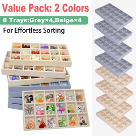 JWELRY TAYS 18 GRIDS LARGE Set of 8 Earring Organizer 144 Grid Jewelry Trays Stackable Velvet Jewelry Dresser Drawer Organizer Removable Display Tray for Necklace Earring Ring