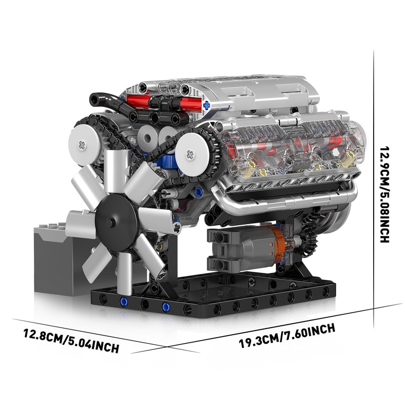 Mould King 10088 Technik V-8 Engine Building Blocks Model, 535