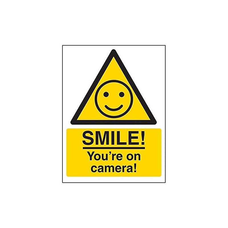 VSafety SMILE! You're on camera! Sign - 100mm x 150mm