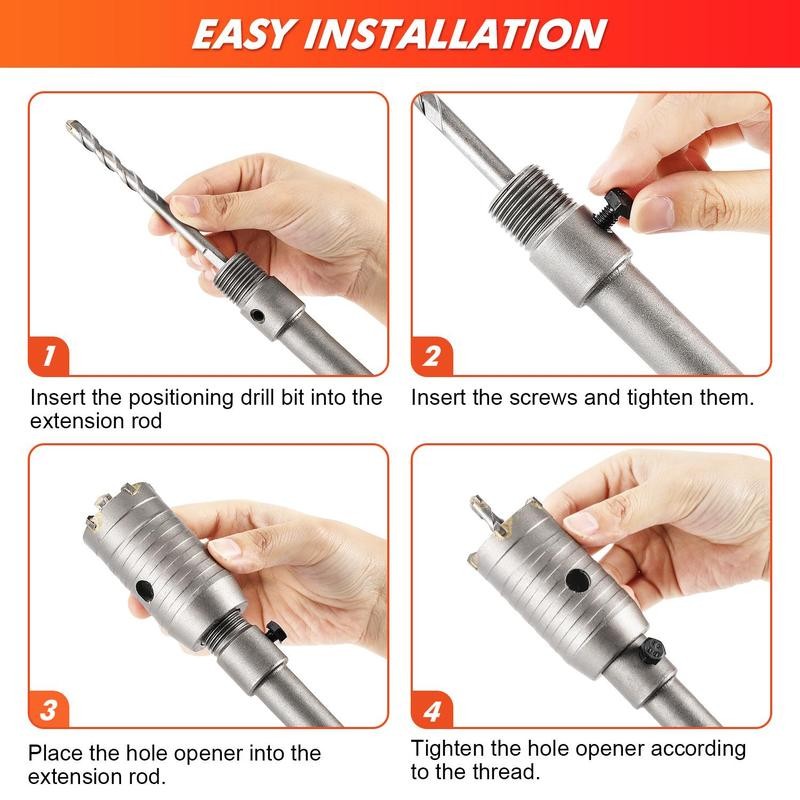 Concrete hole saw kit with SDS plus shank and MAX