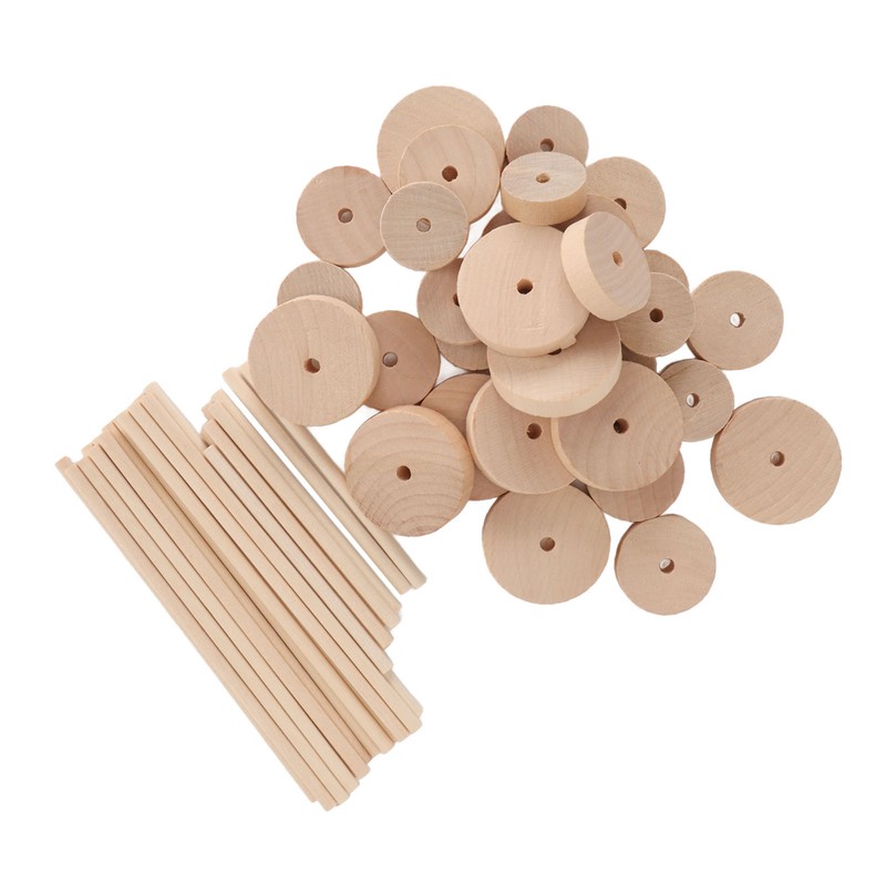 Unfinished Wood Wheels DIY Polished Round Wheel Wooden Pieces for