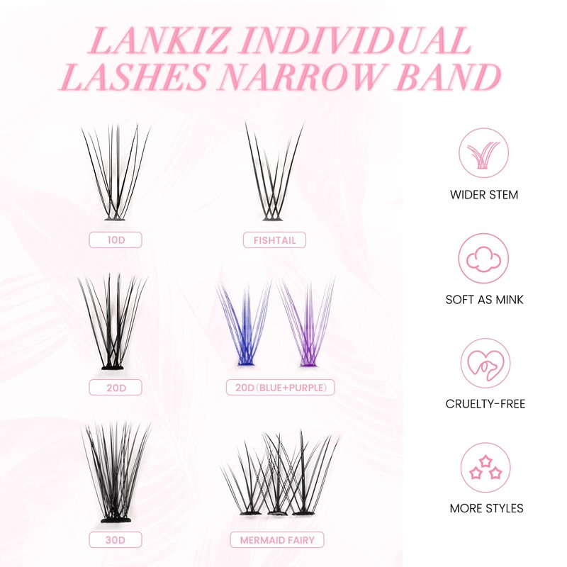 LANKIZ Lash Clusters 72 Pcs DIY Lash Extensions Individual Lashes