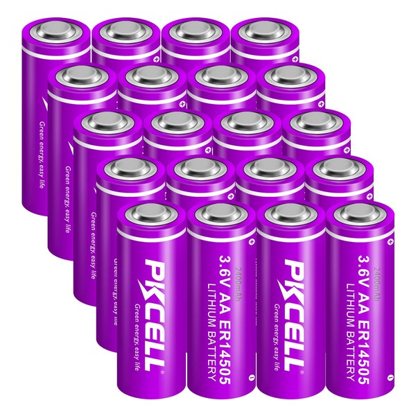 DURNERGY 3.6 Volt Lithium Battery AA ER14505 2400mAh Batteries Double A Batteries 20 Pack