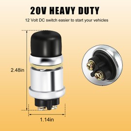 Wevdn Engine Start Push Button Switch, 12V 50A Heavy Duty Momentary Horn Engine Push Button Starter, Waterproof Engine Start Switch Replacement for Car Trcuks ATV Marine Boat