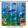 Underwater World Shower Curtain for Bathroom Dolphin Seafish, Machine Washable