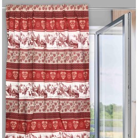 tex family Curtain Packed Made in Italy 180 x 280 cm for All Standard Curtain Rods and Rails in Tyrolean Style Red