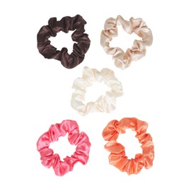 Goody Ouchless Satin Scrunchies - 5 Ct, Warm Tones, Damage-Free Hold, Soft Overnight Hair Scrunchies to Sleep In, Gentle Hair Accessories for Women & Men, All Day Comfort, All Hair Types