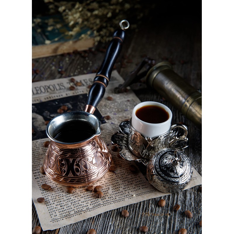DEMMEX Thickest Copper Turkish Greek Arabic Coffee Pot, Stovetop Coffee