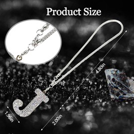 Wogomz Bling Letter Hanging Ornament for Car Rear View Mirror, Crystal Rhinestone Initial Letter Car Hanging Charm, Cute Lucky Diamond Auto Mirror Pendant Decoration for Women Girls (Letter J)