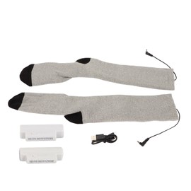 Electric Heated Socks Rechargeable Battery Heated Thermal Socks Outdoor Winter Cotton Warm Socks for Men Women Light Grey and Black