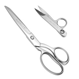 KUONIIY Dressmaking Scissors, Extra Sharp Fabric Scissors Made of Stainless Steel, 20 cm Textile Scissors for Precise Cut with Comfortable Handle, Stainless Steel Thread Scissors (Silver)