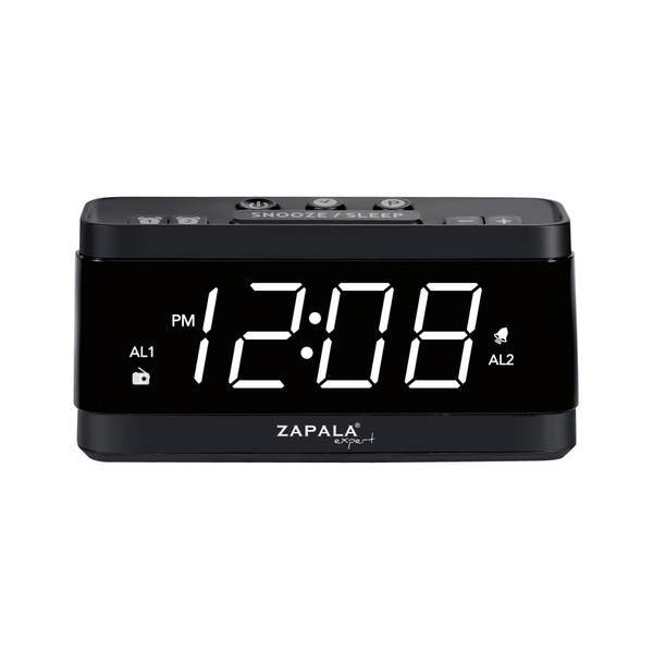 ZAPALA expert Alarm Clock Radio, 2 Alarms Large LED Display