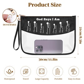 Christian Gifts for Women God Says You Are Makeup Bag Inspirational Religious Gift for Sister Friends Bestie Daughter Colleague Teacher Nurse Faith Based Gifts Clear Cosmetic Bag Travel Toiletry Pouch