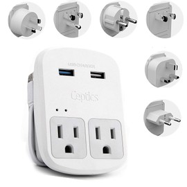 Ceptics Ceptics Safest Travel Adapter Kit, Dual USB for iPhone, Chargers, Cell Phones, Laptop Perfect for Travelers - 3.6A with Qc. 3.0 Charge Faster