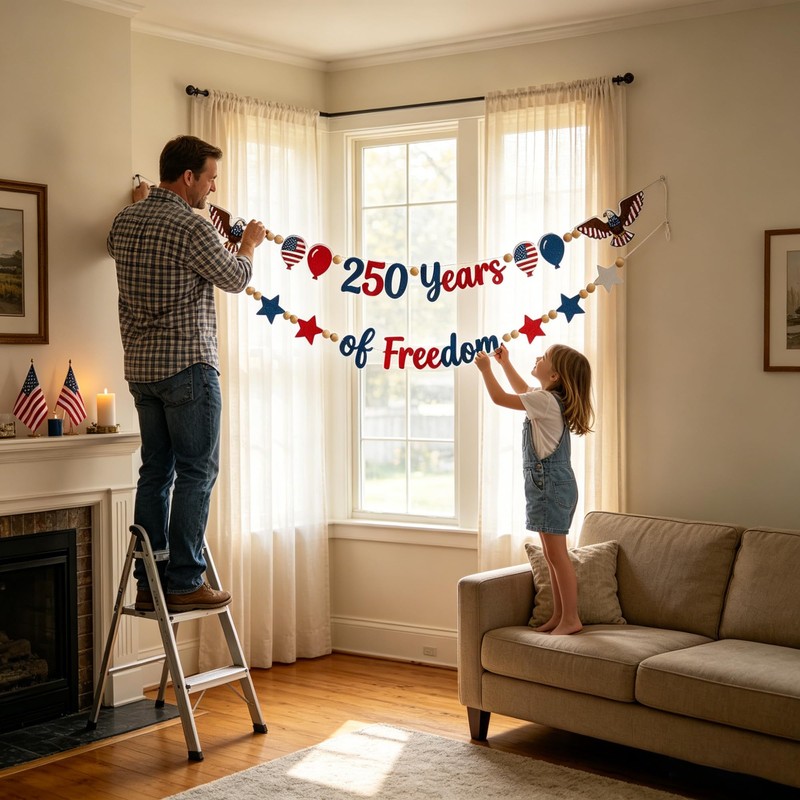 Amreich 4th of July Patriotic Garland 250 Anniversary USA Decoration