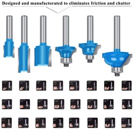 LEATBUY 43 PCS Router Bit Set 1/4 Inch Shank Woodworking Molding Cutter, Tongue Groove Wood Milling Router Bits Drilling Tool for Door Table Cabinet Shelve Wall DIY (1/4-Finger)