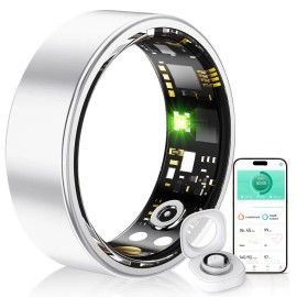 Women Men's Smart Health Ring Fitness Tracker with Heart Rate Blood Oxygen Blood Pressure Sleep Step Monitoring App Controlledcolor: Silver, size: 12#, model number: R11M