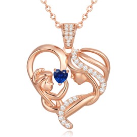 Zifeel Mothers Day Gifts for Mom Wife Her Grandma, S925 Sterling Silver Birthstone Necklaces Jewelry for Women, Mother's Day Love Heart Pendant Necklace for Anniversary Birthday Christmas Day