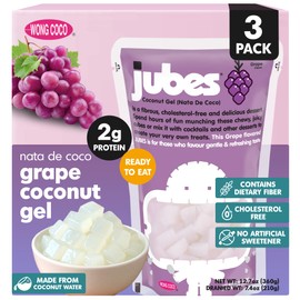 Jubes Grape Nata De Coco Jelly Cubes (12.7 oz, Pack of 3) - Grape Coconut Jelly Cubes for Sago - Coconut Gel in Syrup Toppings for Fruit Tea, Boba, Bubble Tea, Drinks, Desserts Yogurt, Ice Cream, Beverage