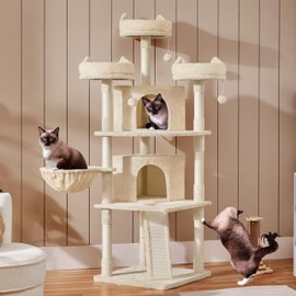 Topeakmart Cat Tree Cat Tower, Multi-Level Cat Condo Activity Center with Platforms Scratching Posts for Kittens Cats