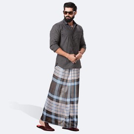 AnNafi® Dhoti/Sarong Coverups/Wrap For Men | 100% Cotton Indian Traditional Lungi Checked Design Dress | Long Sarong Cover Ups For The Beach | 3 Handloom Piece Combo Pack Comfortable, Multicolor, One