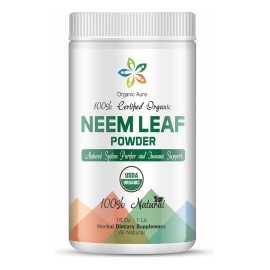 Organic Aura Polvo De Hoja De Neem Puro Orgánico 16oz