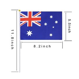 10 Pack Australia Australian Flags on Stick 5x8 Inch,Patriotic Decorations,Classroom Decor,Small Mini Flags on Sticks,Flag Decorations for Party.
