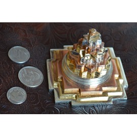 BLESSED & ENERGIZED Sri Shri Shree Meru Yantra 3D with 11 Plates in Pure Brass and gold/silver polished-3Lx3Wx2.5H Inches-For Spiritual powers, Inner Doshas & Enormous wealth