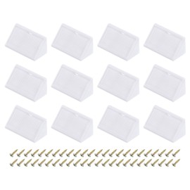 sourcing map 12 Pcs 90 Degree Plastic Corner Braces, 20x42x20mm Shelf Right Angle Brackets with Screws for Cabinets Cupboards, White