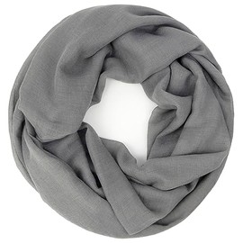 Gloop 01122-01123-P Women's Elegant Plain Loop Scarf, Tube Scarf, Plain Colour, Lightweight Tube Scarf, Dark grey without glitter 01125a2