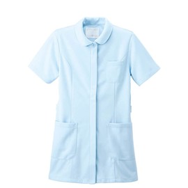 Nurse Wear, Long Length, Round Collar, Gathered Jacket, Women's, saxon blue