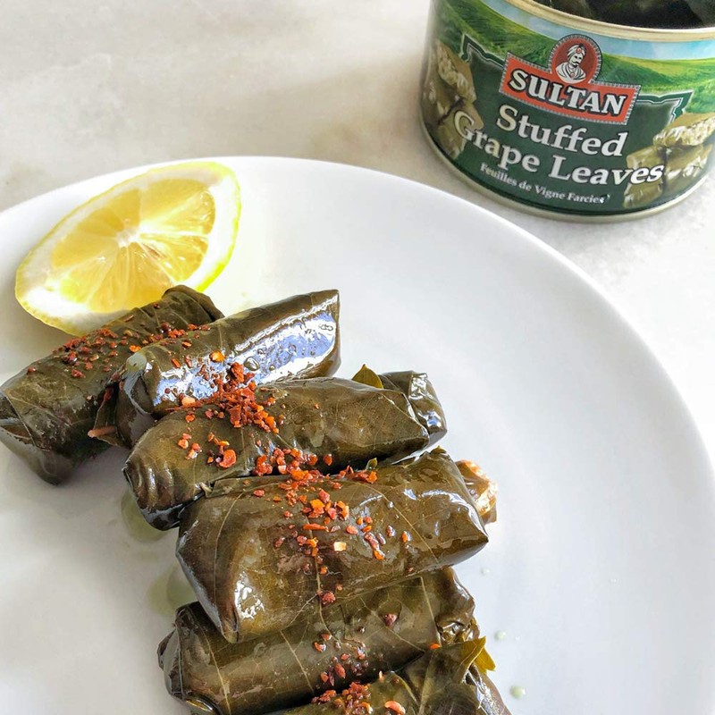 Sultan vegetarian Stuffed Grape Leaves, Precooked Premium Dolma, Dolmades. Perfect