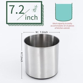 OKT Kitchen Utensil Holder,7.2″Large Stainless Steel Utensil Crock with Non Slip sillicone Bottom Design