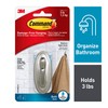 Command Medium Traditional Hook, Brushed Nickel, Holds 3 lbs, 1-Hook,
