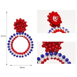 4th of July Earrings for Women: Memorial Day Patriotic Stud Red White and Blue Dangle American Flag Jewelry