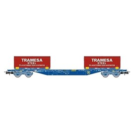Electrotren HE6064 RENFE, MMC3 container flat wagon, loaded with 2 x 20' coil containers TRAMESA, blue livery, ep. VI 1:87 Scale HO Gauge