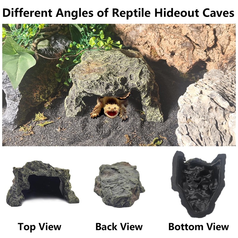 BNOSDM Reptile Hideout Rock,Tortoise Hide Cave,Resin Rock,Lizards Hideaway,Turtle Basking Platform,Reptiles