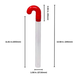 G-Box 50 Empty Christmas Candy Cane Tubes with Red Topper & Santa Stickers | 12" - Clear BPA-Free Plastic, Perfect for Small Candies, a Great Alternative to Christmas Gift Boxes (50, Santa Claus)