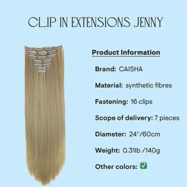 PRETTYSHOP XL 7 parts set clip in extensions, 60 cm hair extension piece, smooth